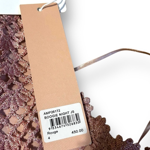 Alice McCall Rouge pink Boogie Nights Cropped Metallic Crocheted Jumpsuit Size 0 - Picture 11 of 12